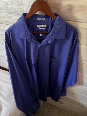 Van Heusen Satin-Feel Button-Up Shirt in Periwinkle Blue